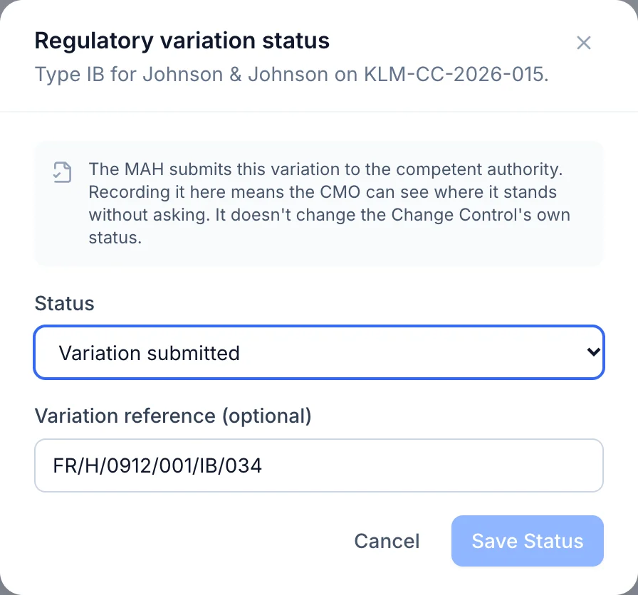 The decision dialog, with the signed copy recorded against it